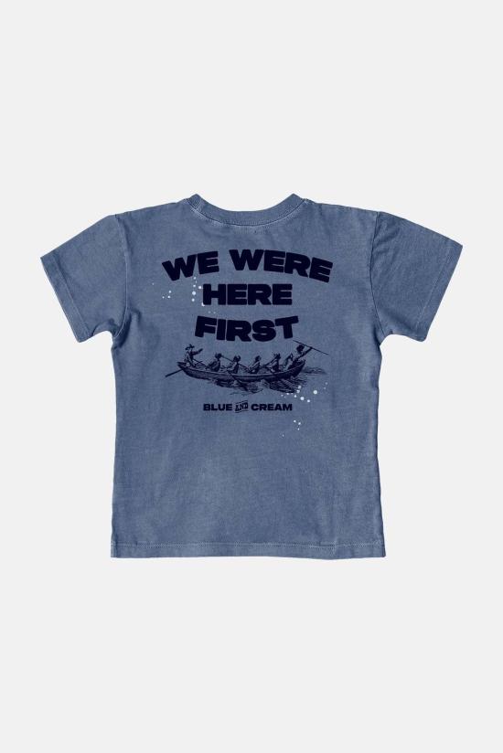  [키즈] 블루&크림 탑 키즈  사그 하버 웨일러스 티셔츠 - BLUE&CREAM
