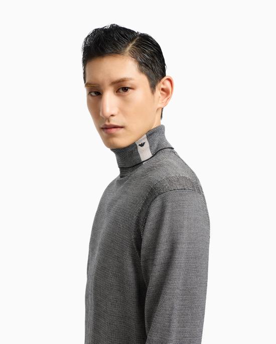 25FW 엠포리오 아르마니 스웨터 EM002025 AF14195 FB067 Blue - EMPORIO ARMANI