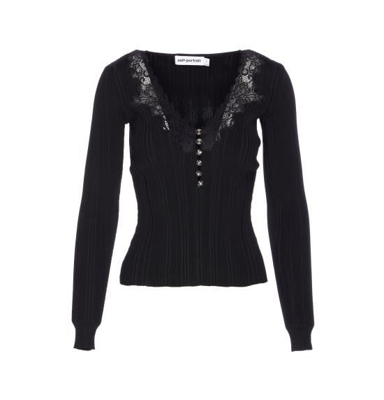 25FW 셀프 포트레이트 긴팔 티셔츠 042T BLACK Black