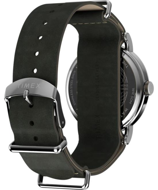  타이맥스 손목시계 타임스 위켄더 40mm 가죽 스트랩 시계 - TIMEX