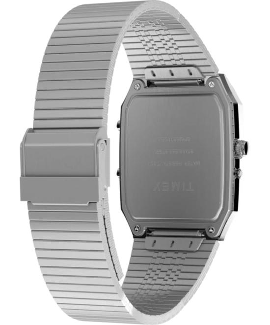  타이맥스 손목시계 Timex Q Timex 1982 Ana Digi Reissue 33mm 스테인리스 스틸 브레이슬릿 시계 - TIMEX