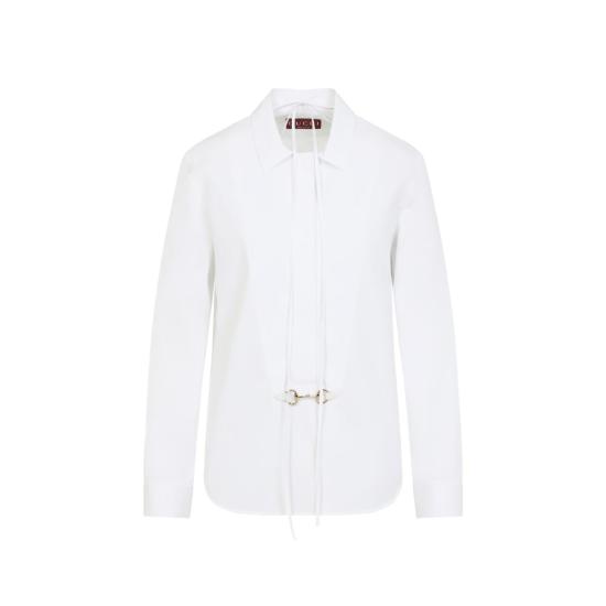 25FW 구찌 스빗 타이 넥 셔츠 831912 Z8B2P 9000 WHITE