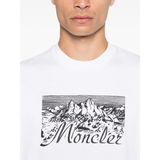 25FW 몽클레어 마운틴 로고 티셔츠 89AUG 8C000 31 00A WHITE - MONCLER