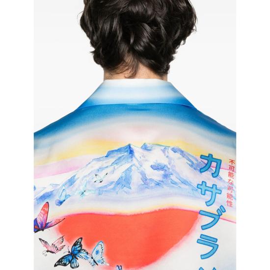 25FW 카사블랑카 반팔 셔츠 SH 003 02 BLUE ORANGE - CASABLANCA