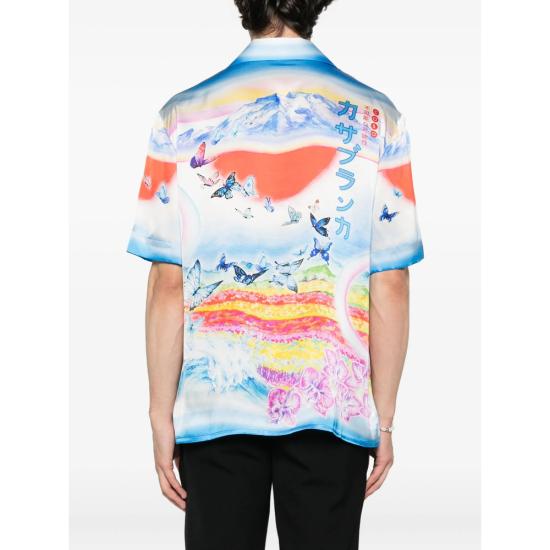 25FW 카사블랑카 반팔 셔츠 SH 003 02 BLUE ORANGE - CASABLANCA