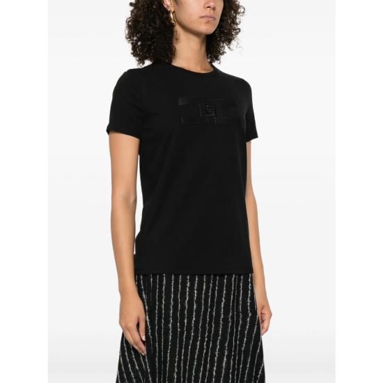 25FW 엘리자베타프랜치 반팔 티셔츠 MA00756E2 110 BLACK - ELISABETTA FRANCHI