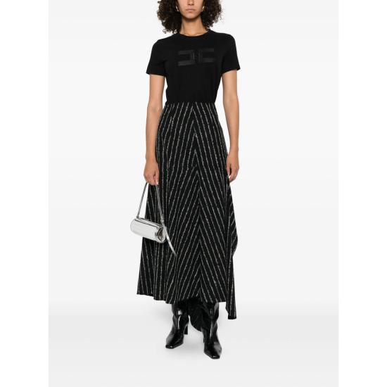 25FW 엘리자베타프랜치 반팔 티셔츠 MA00756E2 110 BLACK - ELISABETTA FRANCHI