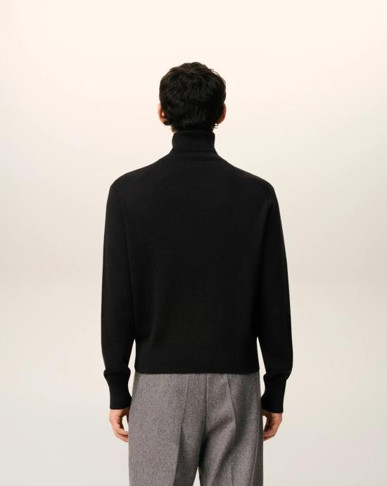 24FW 아미 스몰 하트 로고 메리노 울 니트 터틀넥  HKS827001 009 Black - AMI