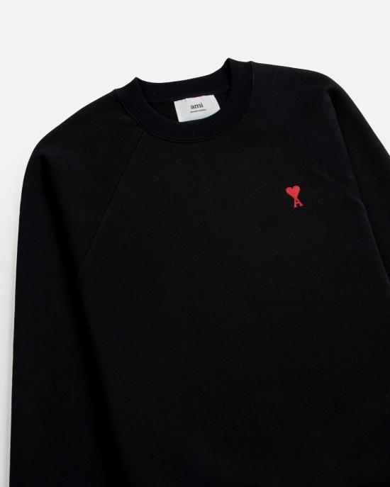 24FW 아미 스몰 하트 로고 스웨트셔츠  BFUSW035730 001 Black - AMI