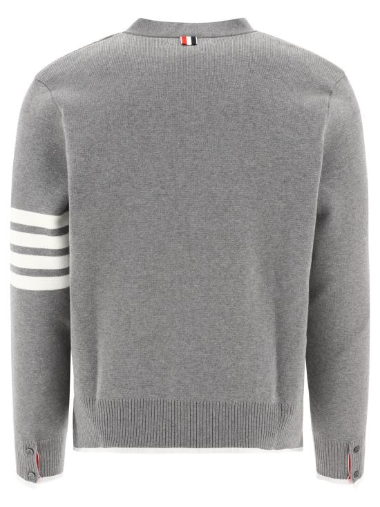  톰브라운 4바 스트라이프 밀라노스티치 포인트 티핑 가디건 MKC460A Y3006 055 Grey - THOM BROWNE