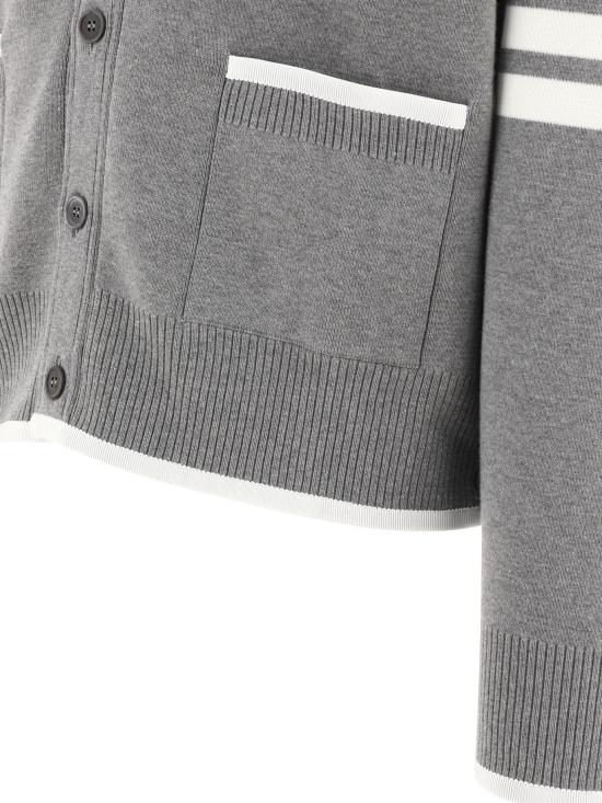  톰브라운 4바 스트라이프 밀라노스티치 포인트 티핑 가디건 MKC460A Y3006 055 Grey - THOM BROWNE