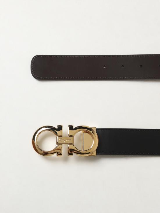 25FW 살바토레 페라가모 간치니 레더 벨트 675542 586940 047 Black - SALVATORE FERRAGAMO