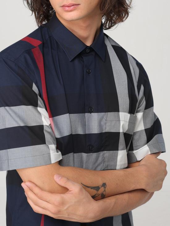 25FW 버버리 체크 코튼 셔츠  8079592 Blue - BURBERRY