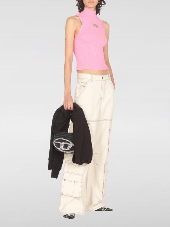 25FW 디젤 F 슬리미 후드 Od 컷 아웃 로고 크롭 후드티셔츠 A157140GRAC 9XX Black 1 - DIESEL