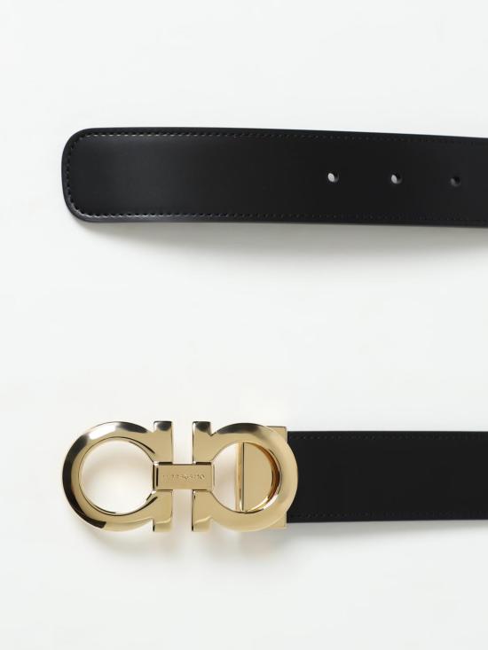 25FW 살바토레 페라가모 간치니 레더 벨트 675542 586940 047 Black - SALVATORE FERRAGAMO