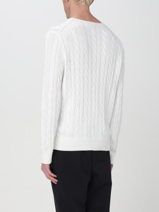 25FW 폴로 랄프로렌 로고 자수 케이블 니트 스웨터 710775885033 White - POLO RALPH LAUREN