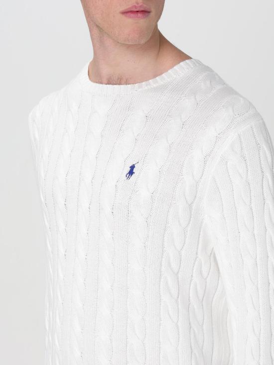 25FW 폴로 랄프로렌 로고 자수 케이블 니트 스웨터 710775885033 White - POLO RALPH LAUREN