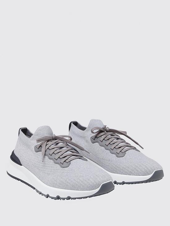 25FW 브루넬로 쿠치넬리 코튼 니트 세미 폴리쉬드 카프스킨 러너 MZUPMBO252 CB308 Grey - BRUNELLO CUCINELLI