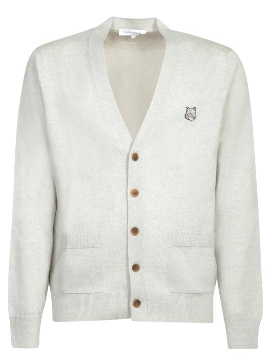 26FW 메종키츠네 볼드 폭스 헤드 패치 V넥 가디건 MM00509 KT1036 H120 Grey