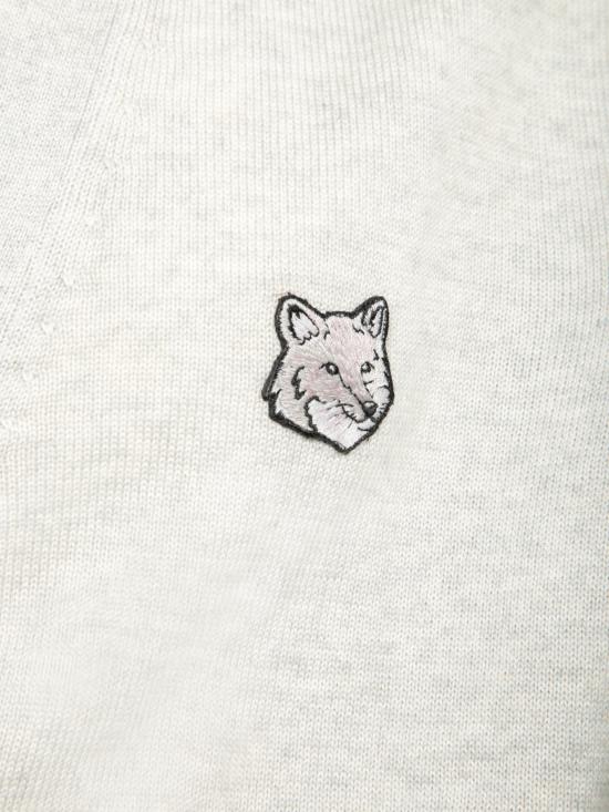 26FW 메종키츠네 볼드 폭스 헤드 패치 V넥 가디건 MM00509 KT1036 H120 Grey - MAISON KITSUNE