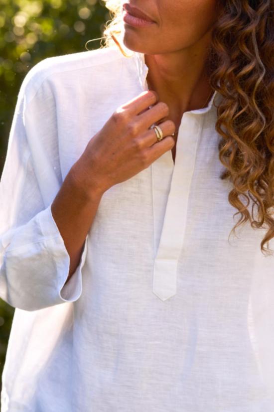  프랭크 앤 에일린 블라우스 Frank & Eileen Gabi 팝오버 셔츠 네이비 - FRANK & EILEEN