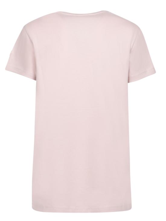 25SS 몽클레어 펄 자수 로고 코튼 티셔츠 8C00009 89AUO 529 Pink - MONCLER