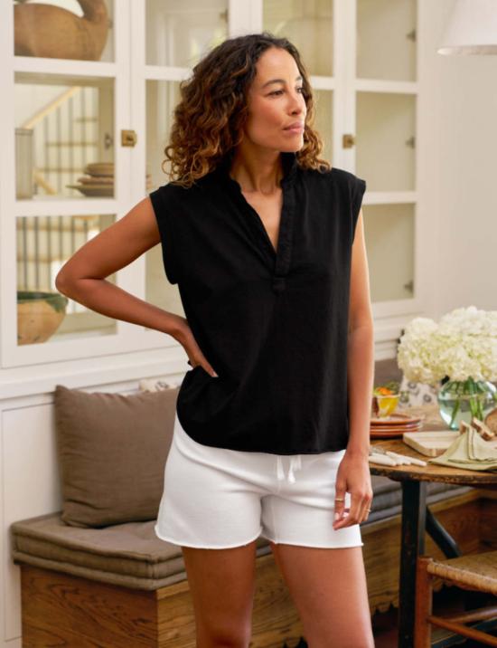  프랭크 앤 에일린 반팔 티셔츠 프랭크 & 아일린 올리비아 포포버 칼라 탱크 블랙