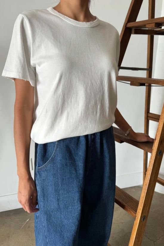  르 본 숍 반팔 티셔츠 르 봉 숍 오가닉 빈티지 보이 티셔츠 빈티지 화이트