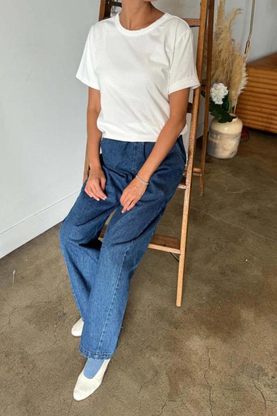  르 본 숍 반팔 티셔츠 르 봉 숍 오가닉 빈티지 보이 티셔츠 빈티지 화이트 - Le Bon Shoppe