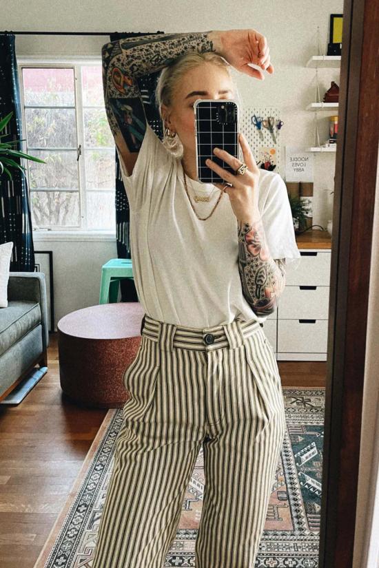  르 본 숍 반팔 티셔츠 르 봉 숍 오가닉 빈티지 보이 티셔츠 빈티지 화이트 - Le Bon Shoppe