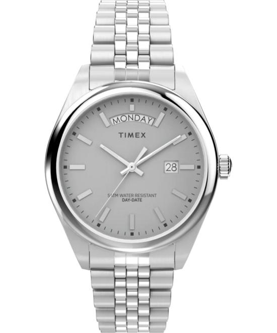  타이맥스 손목시계 타이멕스 레거시 데이 앤 데이트 41mm 스테인리스 스틸 브레이슬릿 시계