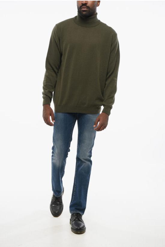  꼬르넬리아니 터틀넥 MAGLIA A COLLO ALTO VERDE IN LANA VERGINE E CASHMERE Green - CORNELIANI