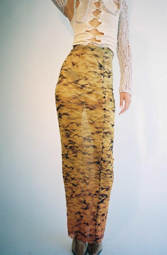  프리스카베라 롱 스커트 메시 맥시 스커트 선셋 스패로우 - PRISCAVERA