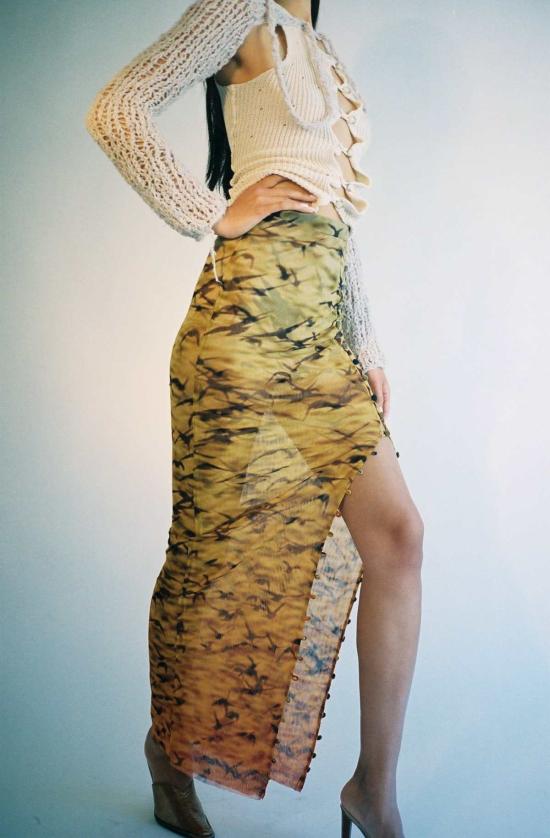  프리스카베라 롱 스커트 메시 맥시 스커트 선셋 스패로우 - PRISCAVERA