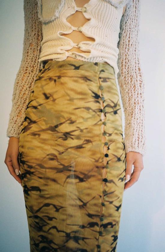  프리스카베라 롱 스커트 메시 맥시 스커트 선셋 스패로우 - PRISCAVERA