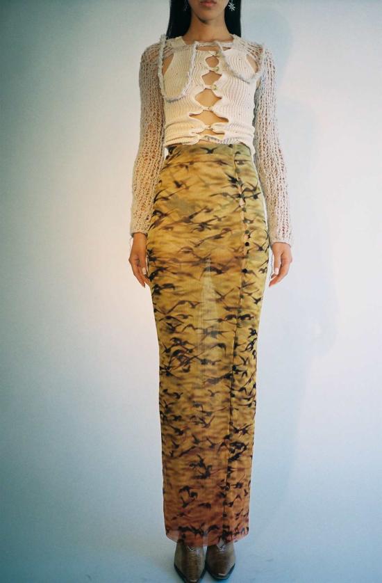  프리스카베라 롱 스커트 메시 맥시 스커트 선셋 스패로우 - PRISCAVERA