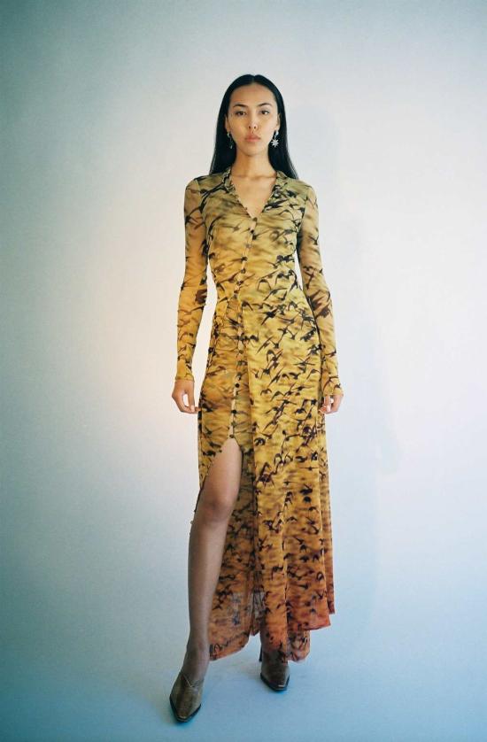  프리스카베라 롱 스커트 메시 맥시 스커트 선셋 스패로우 - PRISCAVERA