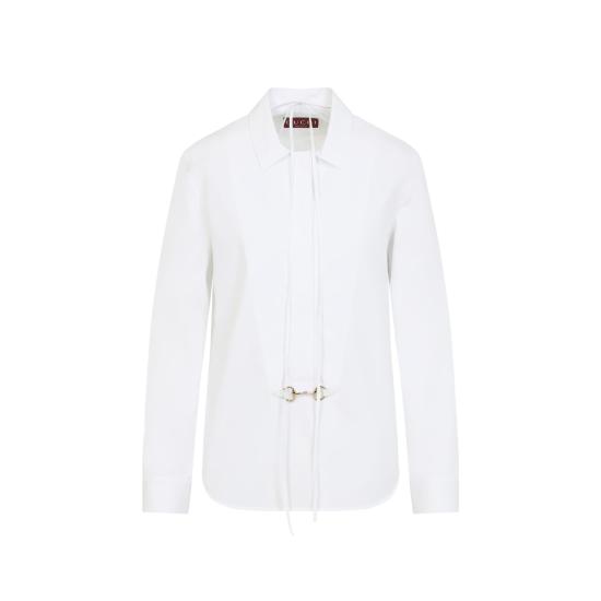 25FW 구찌 스빗 타이 넥 셔츠 831912 Z8B2P 9000 WHITE