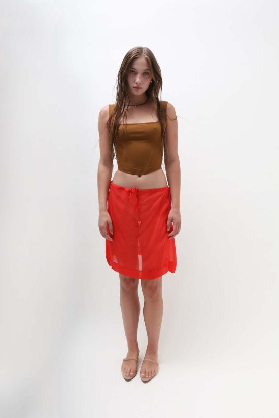  프리스카베라 민소매 티셔츠 Priscavera 코르셋 탑 토피 - PRISCAVERA