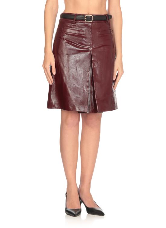 25FW 셀프 포트레이트 미디 스커트 PF25091SKBU LEATHER MINIBURGUNDY Bordeaux - SELF PORTRAIT