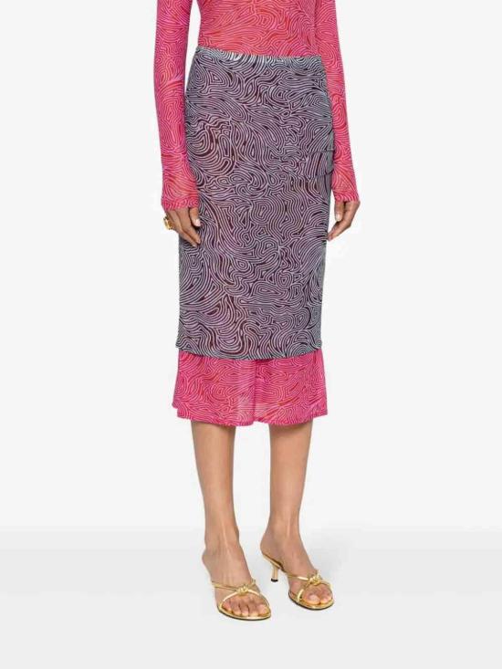  드리스 반 노튼 미디 스커트 2410111328622 Brown - DRIES VAN NOTEN