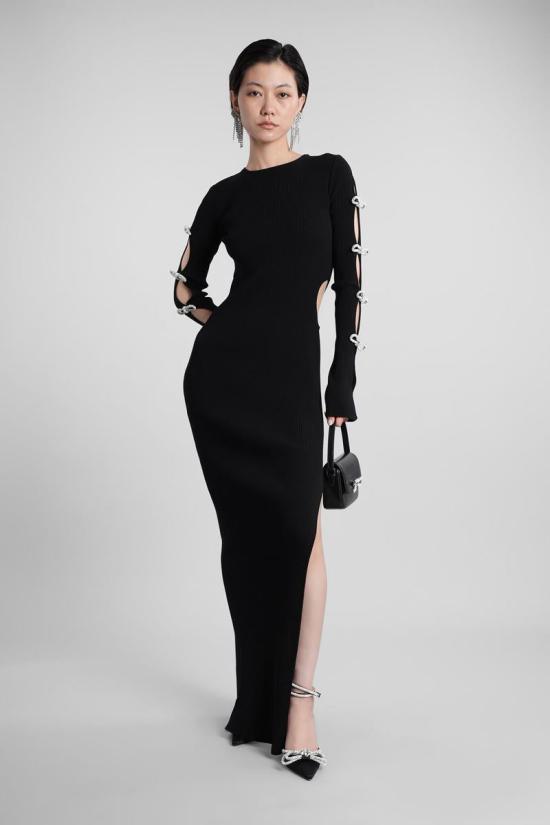 25FW 마흐앤마흐 롱 원피스 422747 PF25 KD101 KNT Black - MACH&MACH