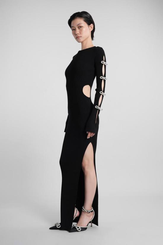 25FW 마흐앤마흐 롱 원피스 422747 PF25 KD101 KNT Black - MACH&MACH