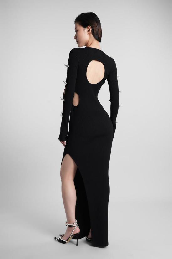 25FW 마흐앤마흐 롱 원피스 422747 PF25 KD101 KNT Black - MACH&MACH