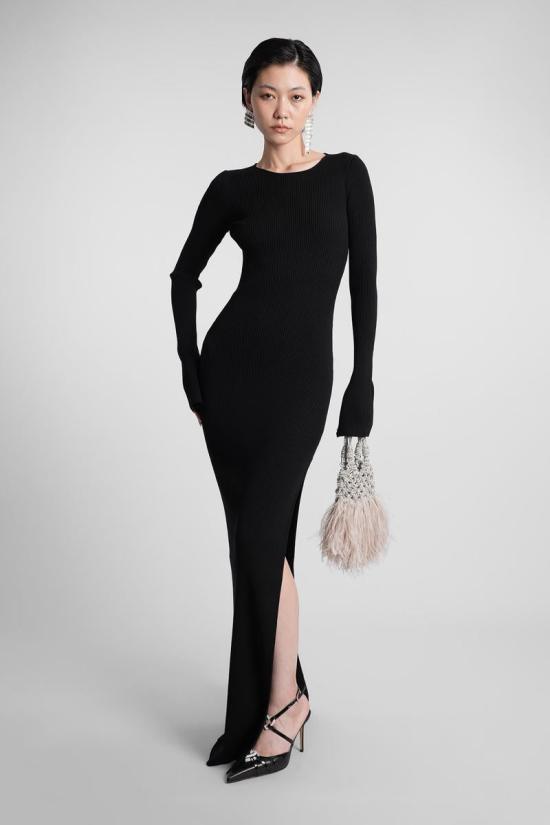 25FW 마흐앤마흐 롱 원피스 422750 PF25 KD150 KNT Black - MACH&MACH