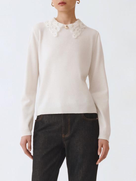 25FW 파비아나 필리피 마크라메 레이스 플래티넘 스웨터 MAD215F048L590 25 Natural