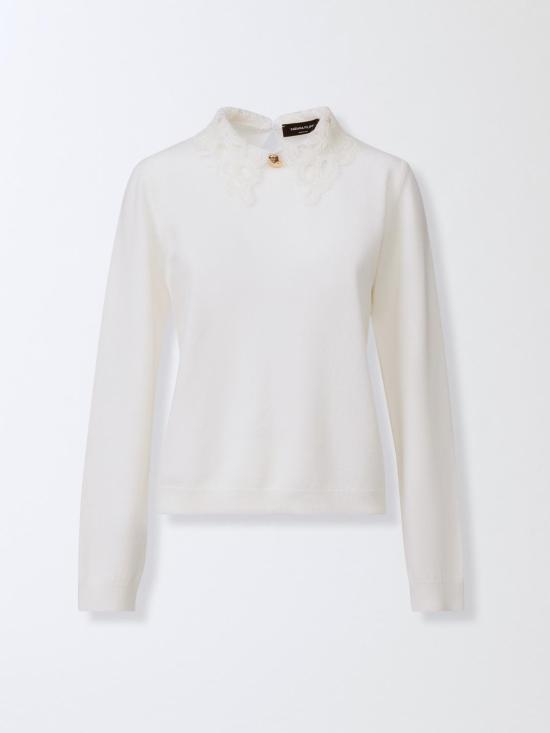 25FW 파비아나 필리피 마크라메 레이스 플래티넘 스웨터 MAD215F048L590 25 Natural - FABIANA FILIPPI