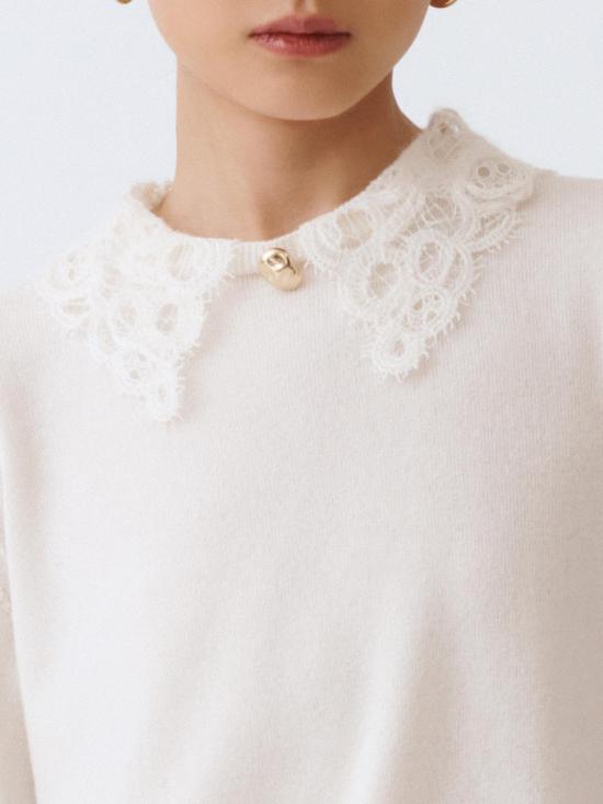 25FW 파비아나 필리피 마크라메 레이스 플래티넘 스웨터 MAD215F048L590 25 Natural - FABIANA FILIPPI