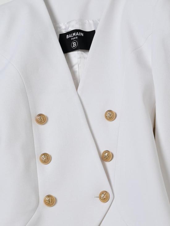 25FW [키즈] 발망 캐주얼 자켓 BX2B64J0371 100 White - BALMAIN