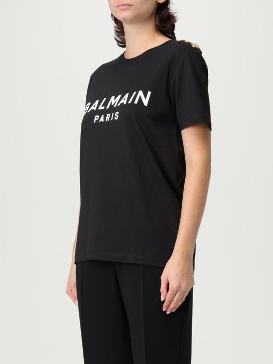 25FW 발망 반팔 티셔츠 BF1EF005BB02 EAB Black - BALMAIN